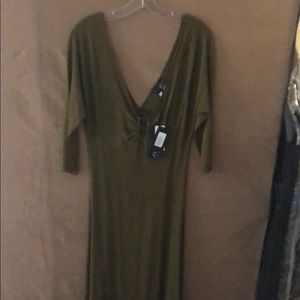 JUST CaVALLI Olive green maxi dress 3/4 slv ITL 46